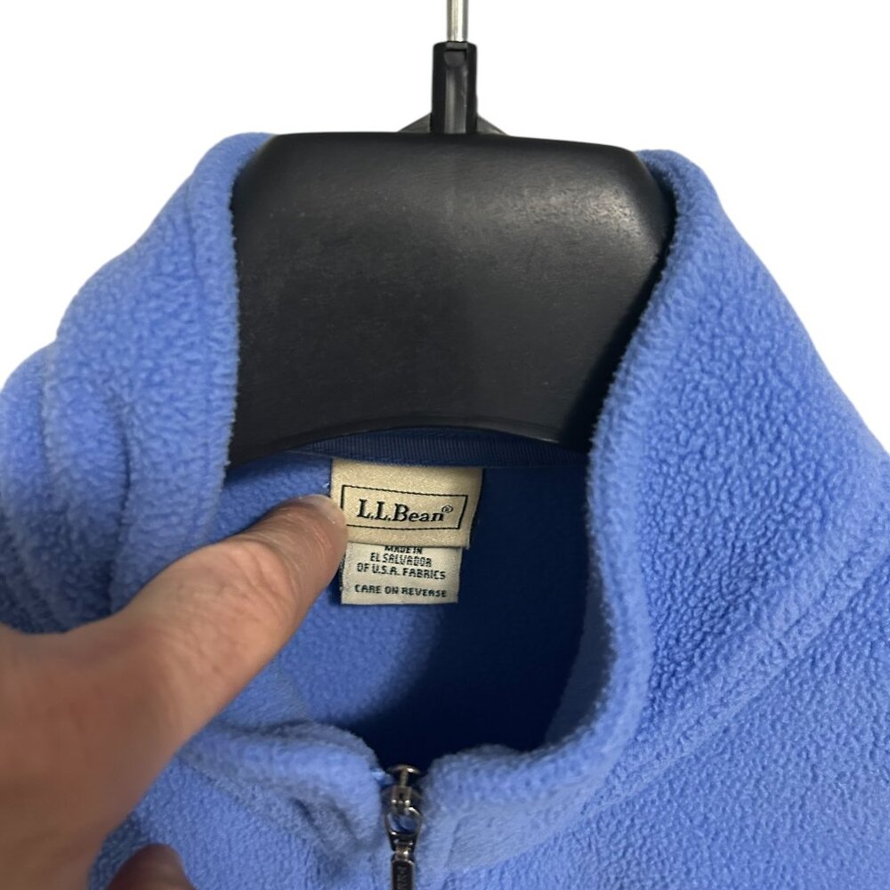 LL Bean Womens Medium Fleece Full Zip Jacket Blue Mock Neck - Picture 5 of 7